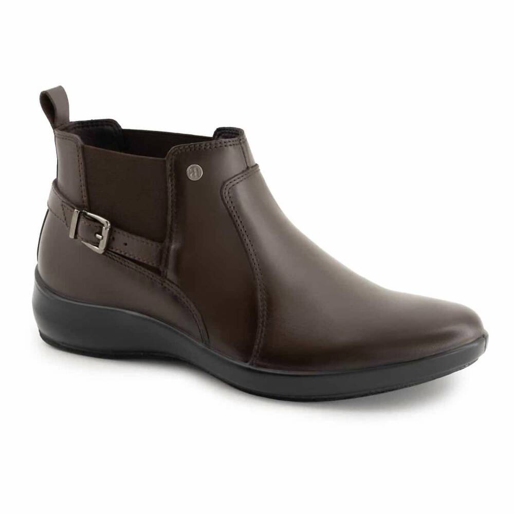 NEW ANDREA women's leather ankle booties in dark brown